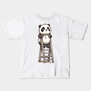 Panda On A Ladder Kids T-Shirt
